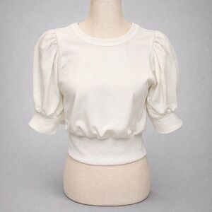 Umgee Cream Puff Sleeve Crop Top
